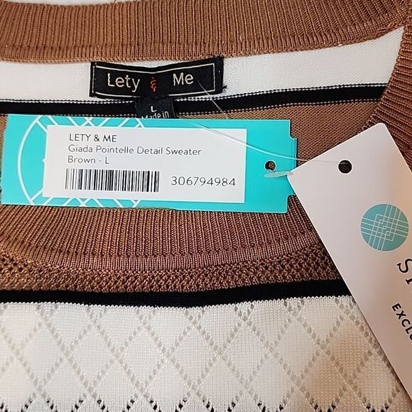 NWT LETY & ME Giada Pointelle Detail Sweater Size Large - Picture 6 of 6